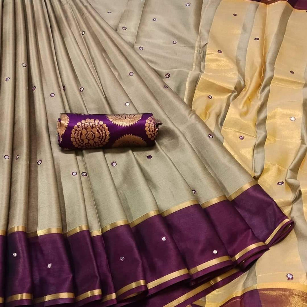 Soft silk cotton saree with designer blouse