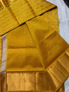 Handwoven Pure silk Cotton saree with golden zari border