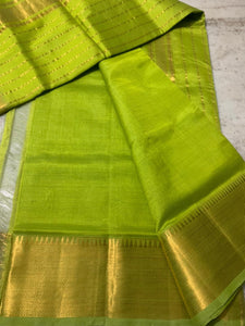 Handwoven Pure silk Cotton saree with golden zari border