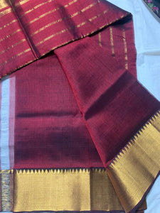 Handwoven Pure silk Cotton saree with golden zari border