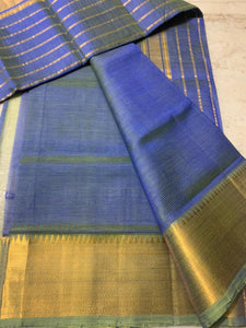 Handwoven Pure silk Cotton saree with golden zari border