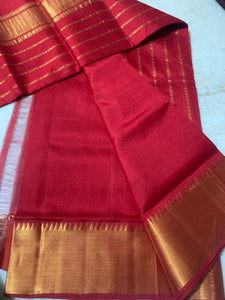 Handwoven Pure silk Cotton saree with golden zari border