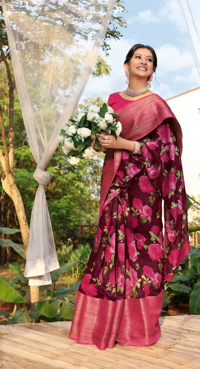 Soft Linen Cotton Saree