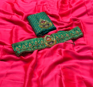 Chiffon Saree with Rich Blouse and Belt