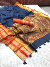 Load image into Gallery viewer, Cotton doriya designer saree With running blouse
