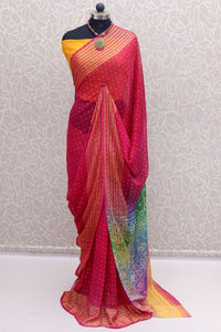 Chiffon printed saree with Zari Border