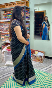 Pure Silk Saree in checks