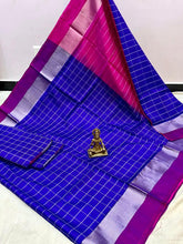 Load image into Gallery viewer, Pure Silk Saree in checks

