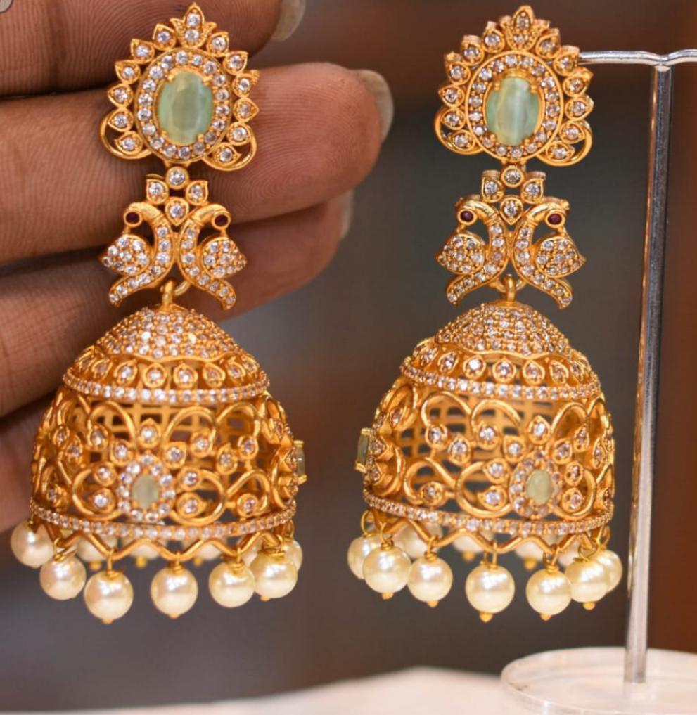 Buy online Gold Plated Handcrafted Kundan Studded Peacock Jhumka Earrings  from Imitation Jewellery for Women by Silvermerc Designs for ₹1520 at 62%  off | 2024 Limeroad.com