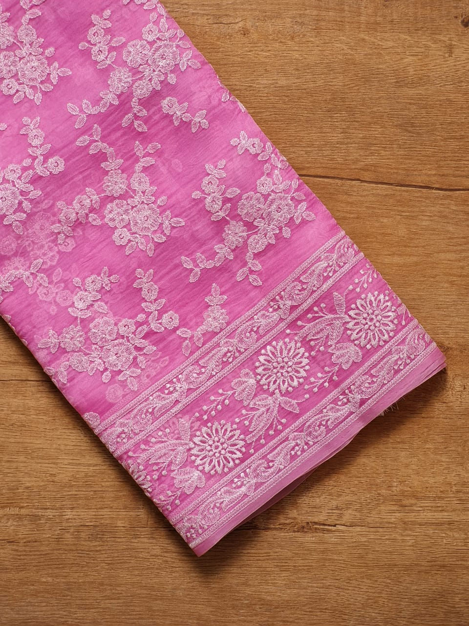 Pure Organza Chikankari Saree